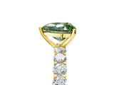 Yellow gold Fancy Green Heart Cut Diamond Solitaire Ring with Shared Prong Pavé Band and Four-Prong Setting_34