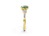 Yellow gold Fancy Green Heart Cut Diamond Solitaire Ring with Side Stones and Four-Prong Setting_19