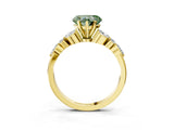 Yellow gold Fancy Green Heart Cut Diamond Solitaire Ring with Side Stones and Four-Prong Setting_20