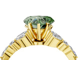 Yellow gold Fancy Green Heart Cut Diamond Solitaire Ring with Side Stones and Four-Prong Setting_21
