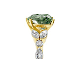 Yellow gold Fancy Green Heart Cut Diamond Solitaire Ring with Side Stones and Four-Prong Setting_22