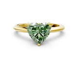 Yellow gold Fancy Green Heart Cut Diamond Solitaire Ring with Six-Prong Setting and Classic Band_54
