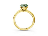 Yellow gold Fancy Green Heart Cut Diamond Solitaire Ring with Six-Prong Setting and Classic Band_57