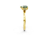 Yellow gold Fancy Green Heart Cut Diamond Solitaire Ring with Thin Band and Prong Setting_14