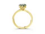 Yellow gold Fancy Green Heart Cut Diamond Solitaire Ring with Thin Band and Prong Setting_15