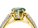 Yellow gold Fancy Green Heart Cut Diamond Solitaire Ring with Three-Row Pavé Band and Four-Prong Setting_22