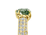 Yellow gold Fancy Green Heart Cut Diamond Solitaire Ring with Three-Row Pavé Band and Four-Prong Setting_23