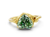 Yellow gold Fancy Green Heart Cut Diamond Solitaire Ring with Twist Band and Four-Prong Setting_28