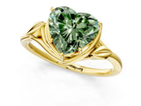 Yellow gold Fancy Green Heart Cut Diamond Solitaire Ring with Twist Band and Four-Prong Setting_29