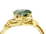 Yellow gold Fancy Green Heart Cut Diamond Solitaire Ring with Twist Band and Four-Prong Setting_32