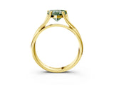 Yellow gold Fancy Green Heart Cut Diamond Solitaire Twist Band Prong Setting Ring_70