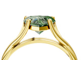 Yellow gold Fancy Green Heart Cut Diamond Solitaire Twist Band Prong Setting Ring_71