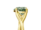 Yellow gold Fancy Green Heart Cut Diamond Solitaire Twist Band Prong Setting Ring_72