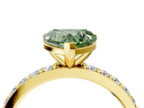 Yellow gold Fancy Green Heart  Cut Diamond Solitaire with Pave Band and Four-Prong Setting 5