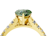 Yellow gold Fancy Green Heart  Cut Diamond Solitaire with Pave Band and Four-Prong Setting_4