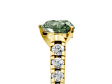 Yellow gold Fancy Green Heart  Cut Diamond Solitaire with Pave Band and Four-Prong Setting_5
