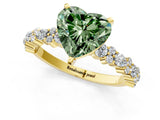 Yellow gold Fancy Green Heart Cut Diamond Solitaire with Side Stones, Pave Band, Four-Prong Setting_41