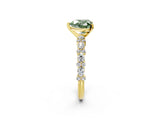 Yellow gold Fancy Green Heart Cut Diamond Solitaire with Side Stones, Pave Band, Four-Prong Setting_42