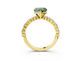 Yellow gold Fancy Green Heart Cut Diamond Solitaire with Side Stones, Pave Band, Four-Prong Setting_43