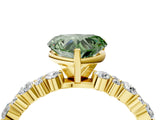 Yellow gold Fancy Green Heart Cut Diamond Solitaire with Side Stones, Pave Band, Four-Prong Setting_44