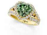 Yellow gold Fancy Green Heart Cut Diamond Split Shank Halo Ring with Four-Prong Setting_18