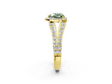 Yellow gold Fancy Green Heart Cut Diamond Split Shank Halo Ring with Four-Prong Setting_19