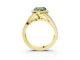 Yellow gold Fancy Green Heart Cut Diamond Split Shank Halo Ring with Four-Prong Setting_20