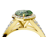 Yellow gold Fancy Green Heart Cut Diamond Split Shank Halo Ring with Four-Prong Setting_21