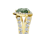 Yellow gold Fancy Green Heart Cut Diamond Split Shank Halo Ring with Four-Prong Setting_22