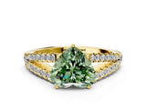 Yellow gold Fancy Green Heart Cut Diamond Split Shank Pavé Engagement Ring with Four-Prong Setting_18