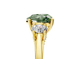 Yellow gold Fancy Green Heart Cut Diamond Three-Stone Engagement Ring with Prong Setting and Pavé Band_5