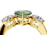 Yellow gold Fancy Green Heart Cut Diamond Three-Stone Ring with Prong Setting and Classic Band_50