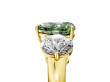 Yellow gold Fancy Green Heart Cut Diamond Three-Stone Ring with Prong Setting and Classic Band_51