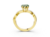 Yellow gold Fancy Green Heart  Cut Diamond Twist Band Solitaire with Prong Setting_3