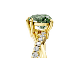 Yellow gold Fancy Green Heart  Cut Diamond Twist Band Solitaire with Prong Setting_5