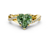 Yellow gold Fancy Green Heart  Cut Diamond Twisted Band Engagement Ring with Prong Setting_3