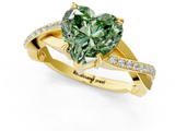Yellow gold Fancy Green Heart  Cut Diamond Twisted Band Engagement Ring with Prong Setting_4