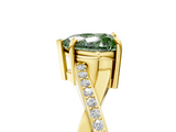 Yellow gold Fancy Green Heart  Cut Diamond Twisted Band Engagement Ring with Prong Setting_8