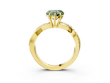 Yellow gold Fancy Green Heart  Cut Diamond Twisted Band with Pavé Setting and Four-Prong Setting_3