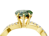 Yellow gold Fancy Green Heart  Cut Diamond Twisted Band with Pavé Setting and Four-Prong Setting_4