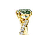 Yellow gold Fancy Green Heart  Cut Diamond Twisted Band with Pavé Setting and Four-Prong Setting_5