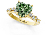 Yellow gold Fancy Green Heart  Cut Diamond Vine Band with Four-Prong Setting_1