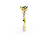 Yellow gold Fancy Green Heart  Cut Diamond Vine Band with Four-Prong Setting_2