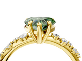 Yellow gold Fancy Green Heart  Cut Diamond Vine Band with Four-Prong Setting_4