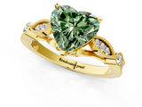 Yellow gold Fancy Green Heart  Cut Diamond with Milgrain Marquise and Bezel Accents on a Solitaire Band with Prong Setting_1