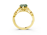 Yellow gold Fancy Green Heart  Cut Diamond with Milgrain Marquise and Bezel Accents on a Solitaire Band with Prong Setting_3