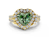 Yellow gold Fancy Green Heart  Cut Double Halo Diamond Engagement Ring with Pave Band and Four-Prong Setting_41