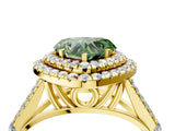Yellow gold Fancy Green Heart  Cut Double Halo Split Shank Diamond Ring with Prong Setting_33