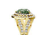 Yellow gold Fancy Green Heart  Cut Double Halo Split Shank Diamond Ring with Prong Setting_34