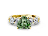 Yellow gold Fancy Green Heart  Cut Five-Stone Prong Set Diamond Ring with Classic Band_29